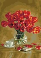 Картина по номерам на холсте ТРИ СОВЫ "Красные тюльпаны" 30 x 40 см с акриловыми красками и кистями RE-КХ_44112