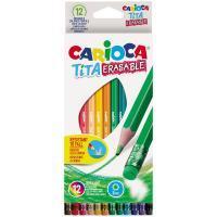 Карандаши цветные пластиковые Carioca "Tita Erasable" 12 цв стираемые, заточенные, картон, европодвес RE-42897