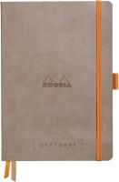 Блокнот RHODIA Goalbook A5 90 г/м2 120 л, в клетку, мягк.обл., на резинке, серо-коричневый RH-117764C