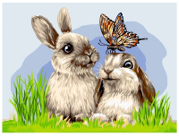 Картина по номерам на картоне ТРИ СОВЫ "Милые кролики" 30 x 40 см с акриловыми красками и кистями RE-КК_44036