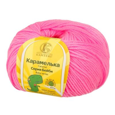 Пряжа Камтекс КТ "Карамелька" 100% акрил 1 х 50 г 175 м 054 розовый супер KAM-CAR-054