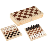 Набор игр 2 в 1 ТРИ СОВЫ "Шахматы, шашки" обиходные, пластиковые с деревянной доской 29 x 29 см RE-НИ_47879