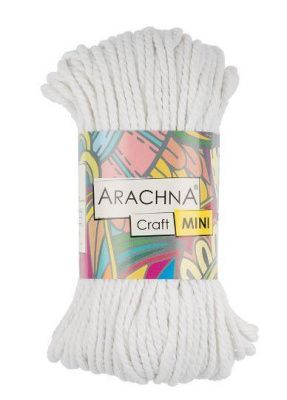Пряжа ARACHNA Craft Mini 75% хлопок, 25% фибра 1 x 94.1 г 30.48 м №02 белый ARA-CRA-MIN-02