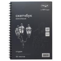 Альбом для графики ГАММА "Студия" 140 г/м3 А4, 30л, на спирали, черный RE-40SK03S730N