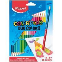 Карандаши цветные двусторонние Maped "Color Peps" 36 цв 18 шт трехгранные, заточенные, картон, европодвес RE-829601