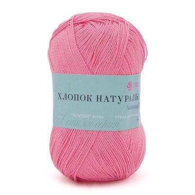 Пряжа Пехорская ПТ "Хлопок натуральный" 100% хлопок 1 х 100 г 425 ± 21 м №011 яр.розовый PEH-HLO-011