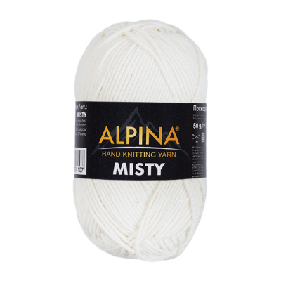 Пряжа ALPINA Misty 70% хлопок, 30% шерсть 1 х 50 г 105 ± 5 м №01 БЕЛЫЙ ALP-MIS-01