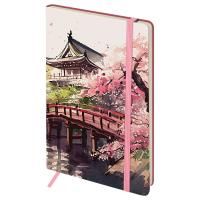 Записная книжка А5 80л. Greenwich Line "Sakura. Karahafu" ЛАЙТ, кожзам, с резинкой, тиснение фольгой, блок в линию RE-NA5_51400