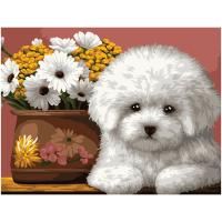 Картина по номерам на картоне ТРИ СОВЫ "Белый щенок" 30 x 40 см, краски, кисть RE-КК_53798