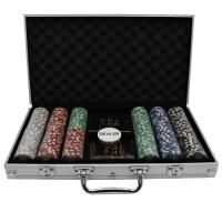 Набор для покера из 300 фишек с номиналом Фабрика Покера в серебристом кейсе MAGCPPS300