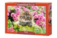 Пазл Castorland 500 Котёнок в цветочном саду B-52974