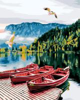 Набор для раскрашивания по номерам (холст на подрамнике) ФРЕЯ 50 х 40 см "Причал на озере" PNB/PL-385