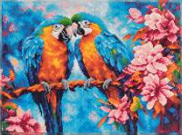 Кристальная (алмазная) мозаика ФРЕЯ на подрамнике "Попугаи Ара" 40 х 30 см ALPD-283