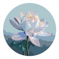 Картина по номерам на фигурном холсте ТРИ СОВЫ "Цветок лотоса" форма круг, с акриловыми красками и кистями RE-FCF30_00008