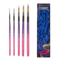 Набор кистей из двухцветной синтетики DECOLA №5, 5 шт (круглая, короткая ручка № 1, 4, 8, 10, 12) NP-11245409