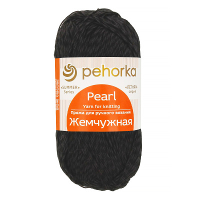 Пряжа Пехорская ПТ "Жемчужная" 50% хлопок, 50% вискоза 1 х 100 г 425 м №002 черный PEH-JEM-002