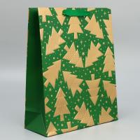 Пакет подарочный ламинированный 32 × 26 × 10 см "Елочки" SIM-9750225