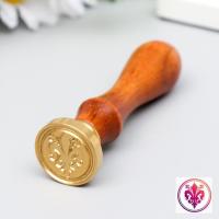 Печать для сургуча с деревянной ручкой "Геральдическая лилия с цветами" 9 х 2.5 х 2.5 см SIM-5278989