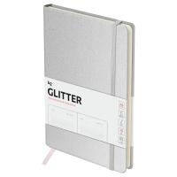 Ежедневник недатированный A5 136л. BG "Glitter. White" твердый переплет, диз. картон, на резинке, карман, белый RE-DuA5_61212