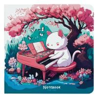 Записная книжка 170 x 170 мм 40л. MESHU "Cat`s symphonie" 80 г/м2 на скрепке, soft-touch, без линовки RE-MS_53365