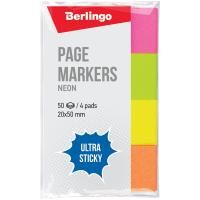 Флажки-закладки Berlingo "Ultra Sticky" 20 x 50 мм 50 л x 4 неоновых цвета RE-LSz_41002