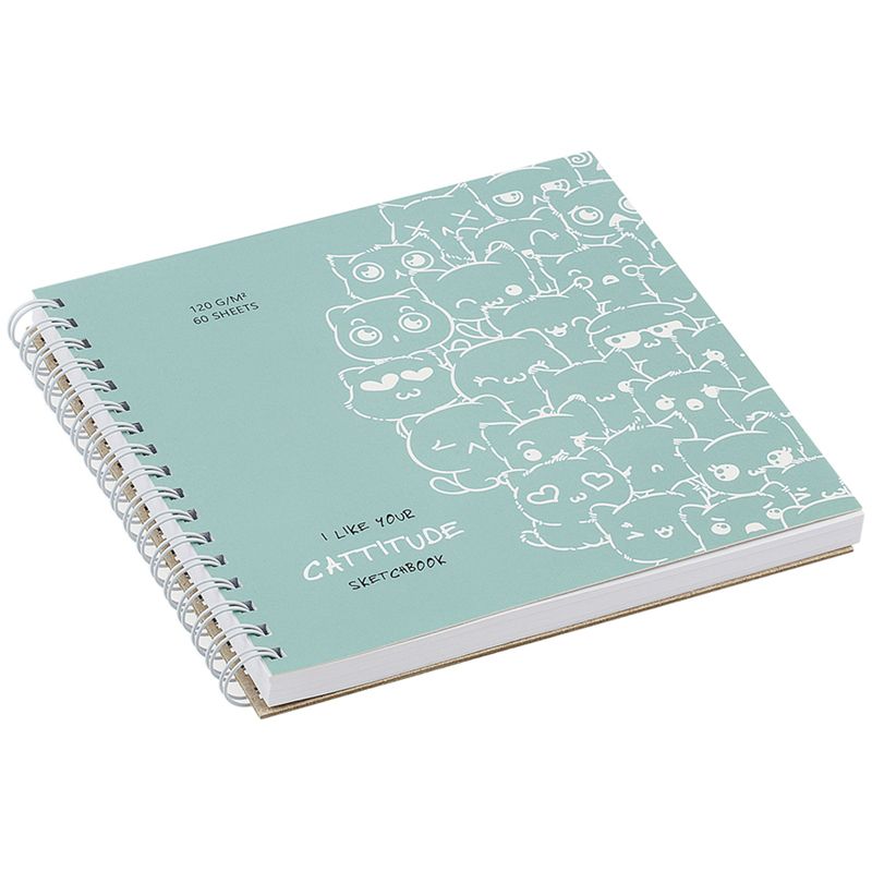 Скетчбук 60л. 150 x 150 мм MESHU "Cat wave" 120 г/м2, на гребне, выб. лак, soft-touch RE-MS_44867