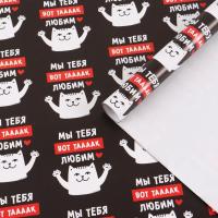 Бумага упаковочная глянцевая 50 х 70 см "Мы тебя любим" SIM-10935915