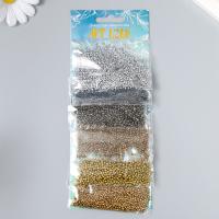 Набор бисера для рукоделия 12/0 "Серебро, золото, бронза и чёрный" 6 цв х 10 г SIM-6074992