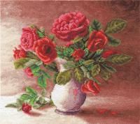 Набор для вышивания PANNA Красные розы в белом кувшине C-1153