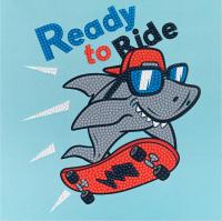 Кристальная (алмазная) мозаика ФРЕЯ постер "Акула на скейте" 20 х 20 см ALBP-317