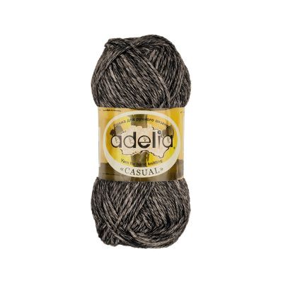 Пряжа ADELIA Casual 72% хлопок, 28% акрил 1 х 50 г 130 ± 6 м №01 черный ADE-CAS-01