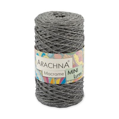 Пряжа ARACHNA Macrame Mini Lurex 75% хлопок, 15% полиэстер, 10% люрекс 1 x 250 г 200 м №17 серый-серебро ARA-MAC-L-17