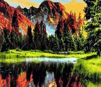 Картина по номерам: Пылающий закат в горах 40 x 50 см CV-GX3348