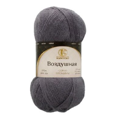 Пряжа Камтекс КТ "Воздушная" 50% акрил, 25% шерсть, 25% мериносовая шерсть 1 х 100 г 370 м №168 св.серый KAM-VOZ-168