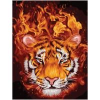 Картина по номерам на холсте ТРИ СОВЫ "Огненный тигр" 30 x 40 см, краски, кисть RE-КХ3040_53838