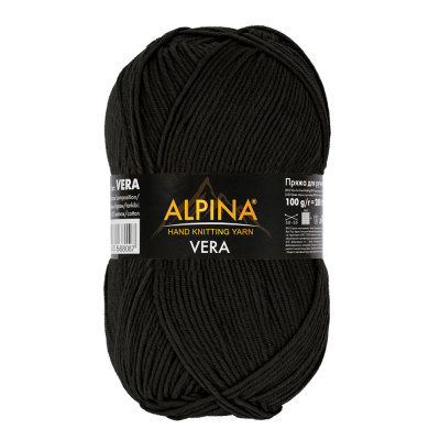Пряжа ALPINA Vera 55% акрил, 45% хлопок 1 х 100 г 280 ± 15 м №02 ЧЕРНЫЙ ALP-VER-02