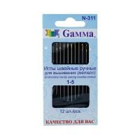 Иглы GAMMA для вышивания 12 шт №1-5 в конверте с прозрачным дисплеем N-311