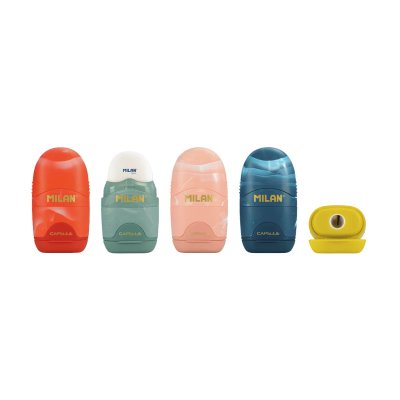Ластик-точилка MILAN "CAPSULE Lava", с контейнером, ассорти ML-4701116LV