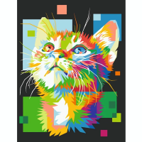 Картина по номерам на холсте ТРИ СОВЫ "Пиксельный кот" 30 x 40 см с акриловыми красками и кистями RE-КХ_44088