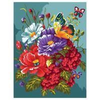 Картина по номерам на картоне ТРИ СОВЫ "Бабочка на цветах" 30 x 40 см, краски, кисть RE-КК_53787