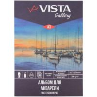 Альбом для акварели VISTA-ARTISTA 25% хлопок 300 г/м2 A3 29.7 х 42 см 12 л, мелкозернистая, склейка WCCH-A3