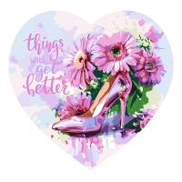 Картина по номерам на фигурном холсте ТРИ СОВЫ "Женские радости" форма сердце, с акриловыми красками и кистями RE-FCF30_00002