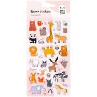 Наклейки гелевые MESHU "Cute animals" 10 x 22 см, 37 накл, инд. уп., европодвес RE-MS_42776