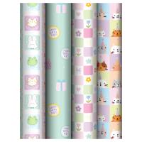 Упаковочная бумага глянцевая MESHU "Cute party" 1л. 70 x 100 см 80 г/м2, ассорти, 4 дизайна RE-MS_66833