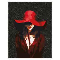 Картина по номерам на холсте с глиттером ТРИ СОВЫ "Девушка в красном" 30 x 40 см с акриловыми красками и кистями RE-КХг3040_57053