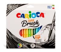 Фломастеры с кистевым пишущим узлом Carioca "Super-Brush" 20 цв смываемые 42968