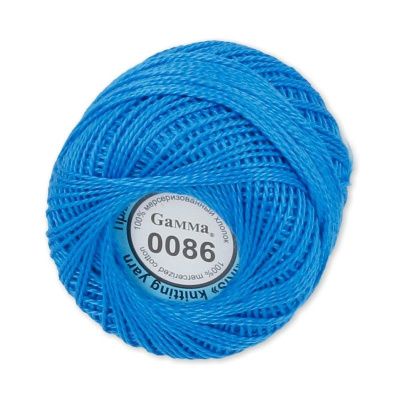 Пряжа GAMMA Ирис 100% хлопок 1 х 10 г 82 ± 3 м №0086 яр-синий GAM-IRI-1-0086