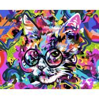 Картина по номерам на холсте ТРИ СОВЫ "Абстрактный кот" 40 x 50 см, краски, кисть RE-КХ_44161