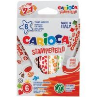 Фломастеры-штампы двусторонние Carioca "Stamp Markers" 6 цв смываемые, картон, европодвес RE-42279