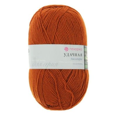 Пряжа Пехорская ПТ "Удачная" 50% шерсть, 50% акрил 1 х 100 г 250 ± 29 м №194 рыжик PEH-UDA-194